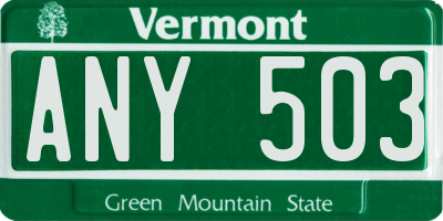 VT license plate ANY503