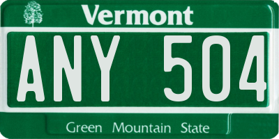 VT license plate ANY504