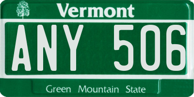 VT license plate ANY506