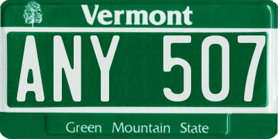 VT license plate ANY507