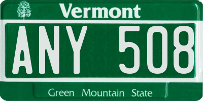 VT license plate ANY508