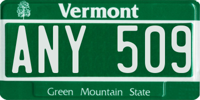 VT license plate ANY509