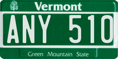 VT license plate ANY510