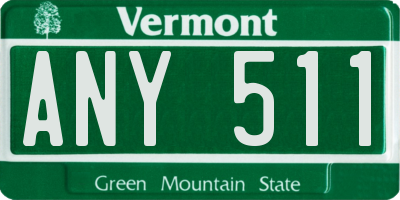 VT license plate ANY511