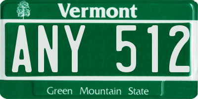 VT license plate ANY512