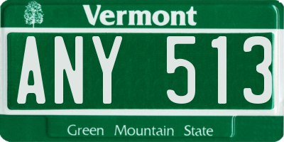 VT license plate ANY513
