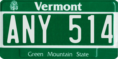 VT license plate ANY514