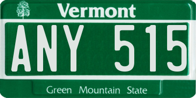 VT license plate ANY515