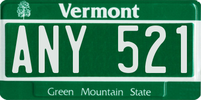 VT license plate ANY521