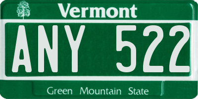 VT license plate ANY522