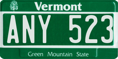 VT license plate ANY523