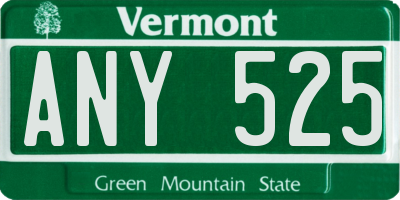 VT license plate ANY525