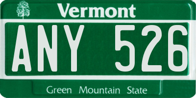 VT license plate ANY526