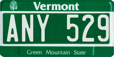 VT license plate ANY529