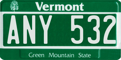 VT license plate ANY532