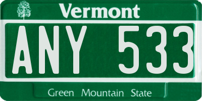 VT license plate ANY533