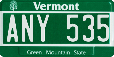 VT license plate ANY535