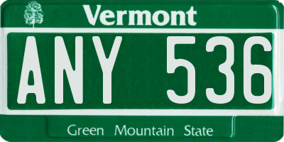 VT license plate ANY536