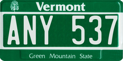 VT license plate ANY537