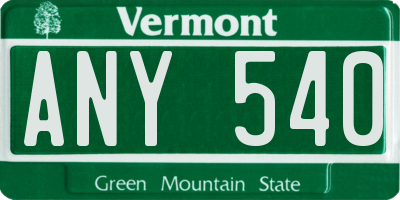 VT license plate ANY540