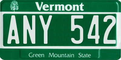 VT license plate ANY542