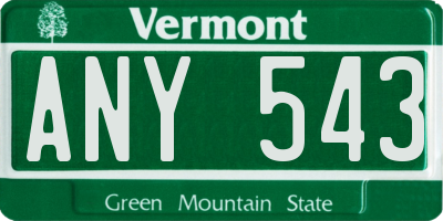 VT license plate ANY543