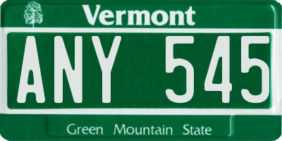 VT license plate ANY545