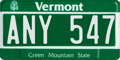 VT license plate ANY547