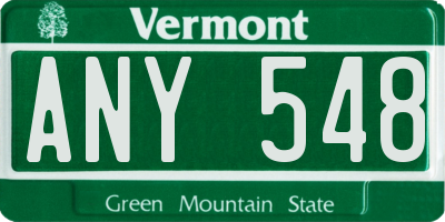 VT license plate ANY548