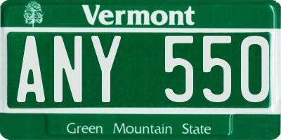 VT license plate ANY550