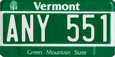 VT license plate ANY551
