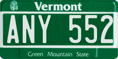 VT license plate ANY552