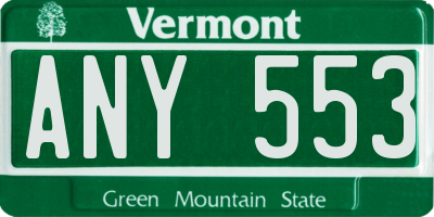 VT license plate ANY553