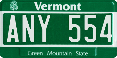 VT license plate ANY554