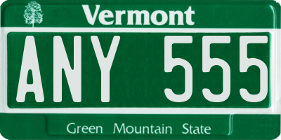 VT license plate ANY555