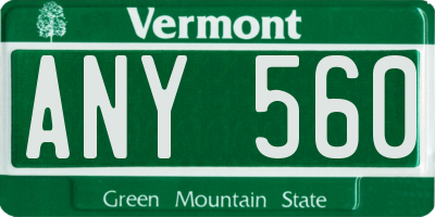 VT license plate ANY560