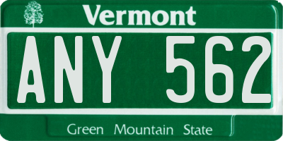 VT license plate ANY562
