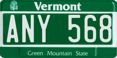 VT license plate ANY568