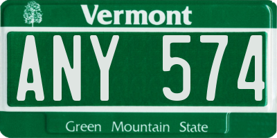 VT license plate ANY574