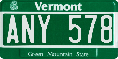 VT license plate ANY578