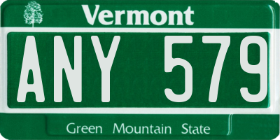 VT license plate ANY579