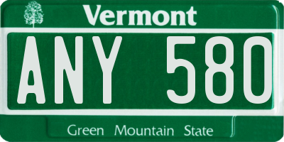 VT license plate ANY580