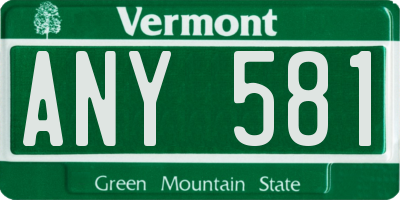 VT license plate ANY581