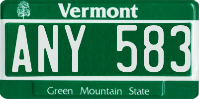 VT license plate ANY583