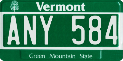 VT license plate ANY584