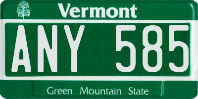 VT license plate ANY585