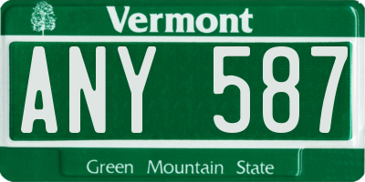 VT license plate ANY587