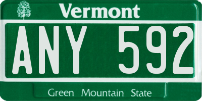 VT license plate ANY592