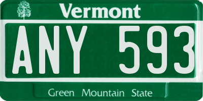 VT license plate ANY593