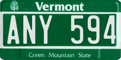 VT license plate ANY594